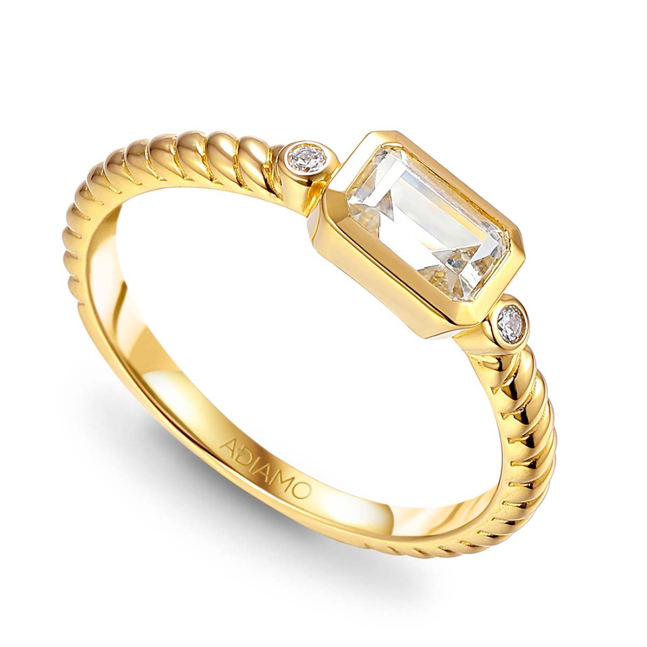 Pierścionek z białym topazem i diamentami (R85575 Y WT): 16