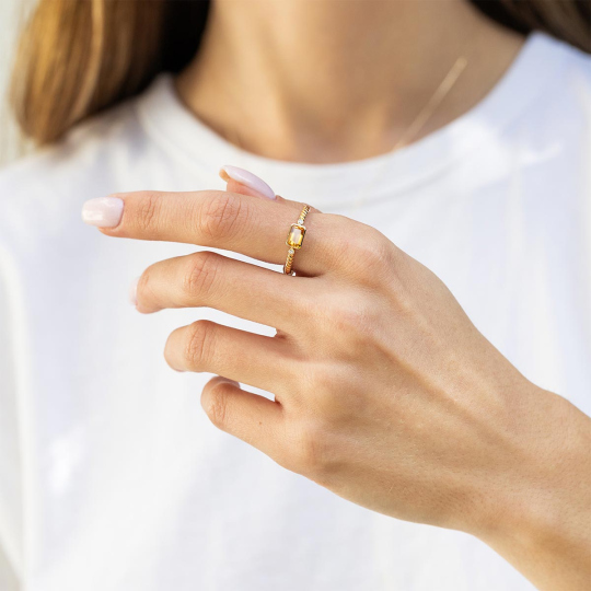 Pierścionek z cytrynem i diamentami (R85575 Y CT): 10