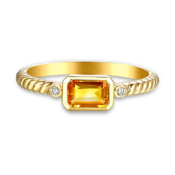 Pierścionek z cytrynem i diamentami (R85575 Y CT): 10 - zdjęcie: 4