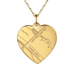 Zawieszka serce z diamentem i mapą Twoich wspomnień (P94238 Y M) - zdjęcie: 2