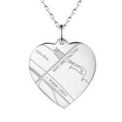 Zawieszka serce z diamentem i mapą Twoich wspomnień (P94238 W M) - zdjęcie: 2