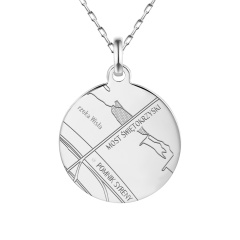 Zawieszka okrągła z diamentem i mapą Twoich wspomnień (P94239 W M)