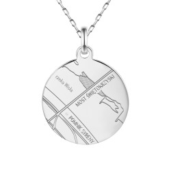 Zawieszka okrągła z diamentem i mapą Twoich wspomnień (P94239 W M) - zdjęcie: 2