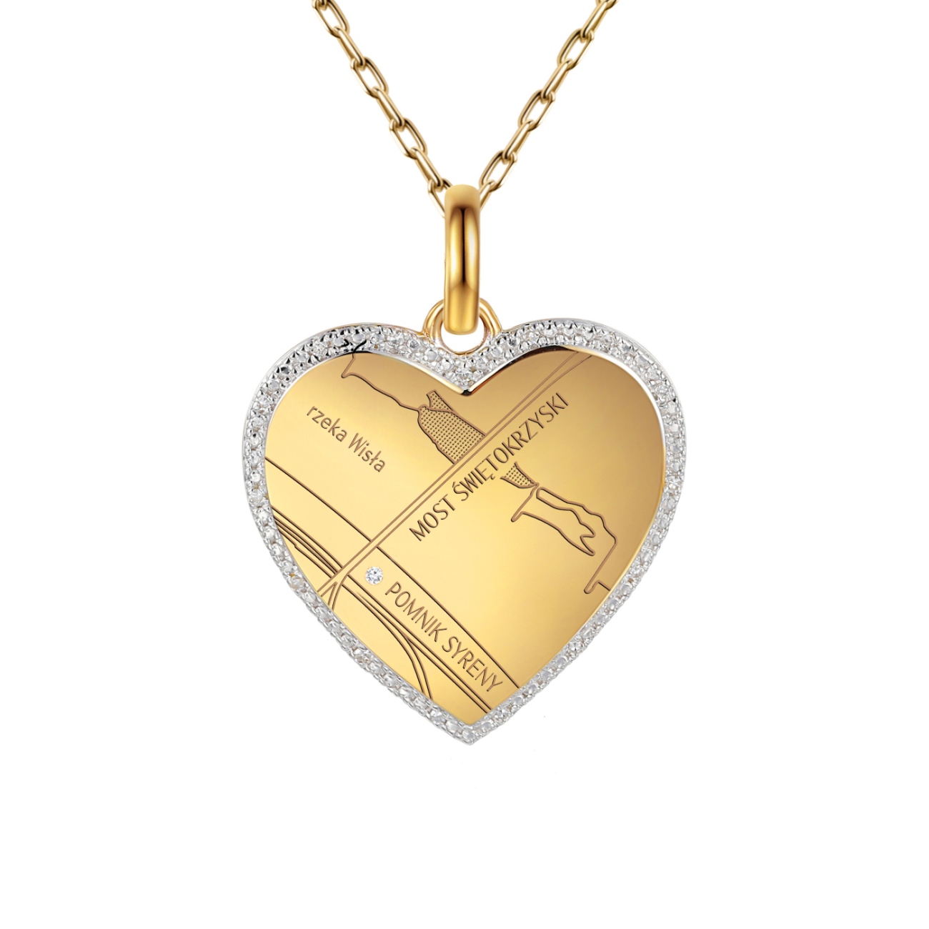 Zawieszka diamentowa serce z mapą Twoich wspomnień (P94832 Y M)