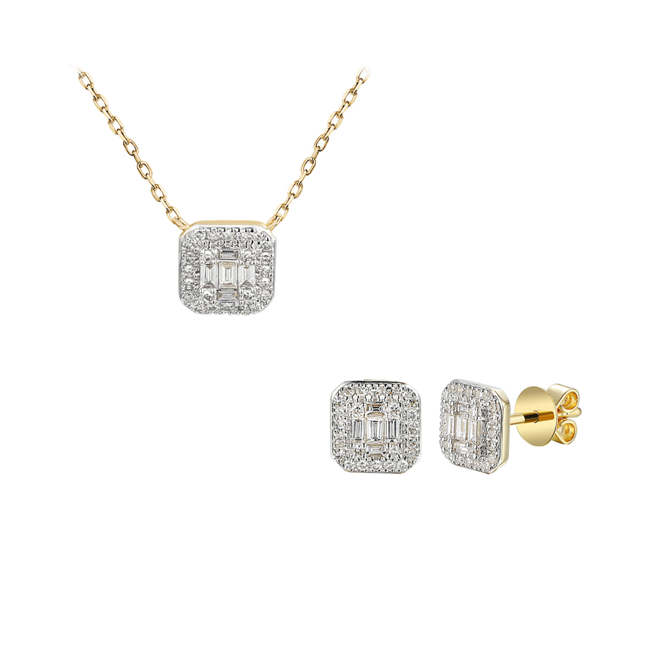 Komplet biżuterii z diamentami (E71618+N11582)