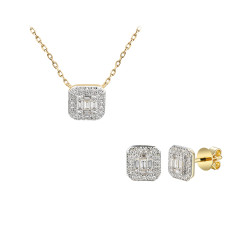 Komplet biżuterii z diamentami (E71618+N11582) - zdjęcie: 2