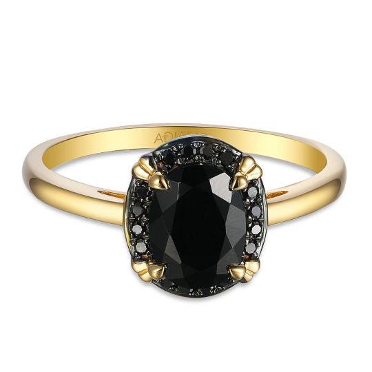 Pierścionek z czarnym agatem i czarnymi diamentami (R93168 Y BAG) : 10