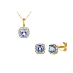 Komplet biżuterii z tanzanitami i diamentami (E+P58266)