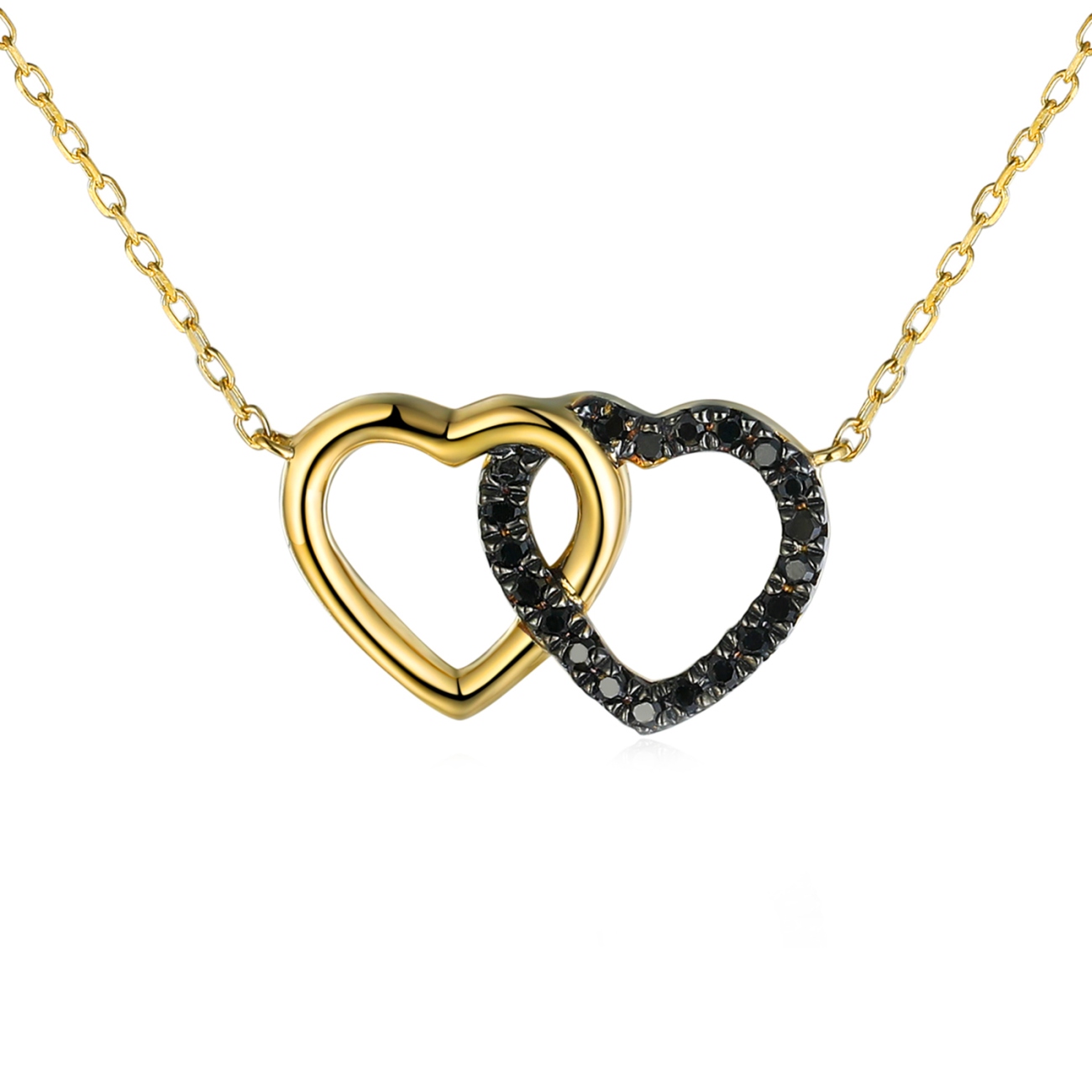 Naszyjnik serca z czarnymi diamentami (N03998 Y C BD)