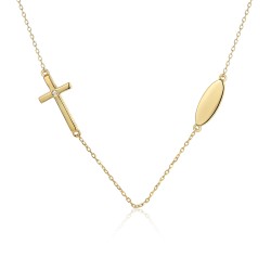 Naszyjnik krzyżyk z diamentem (N03979 Y) - zdjęcie: 2