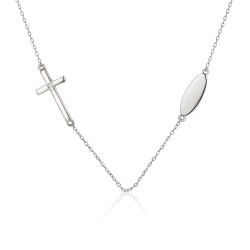 Naszyjnik krzyżyk z diamentem (N03979 W) - zdjęcie: 2