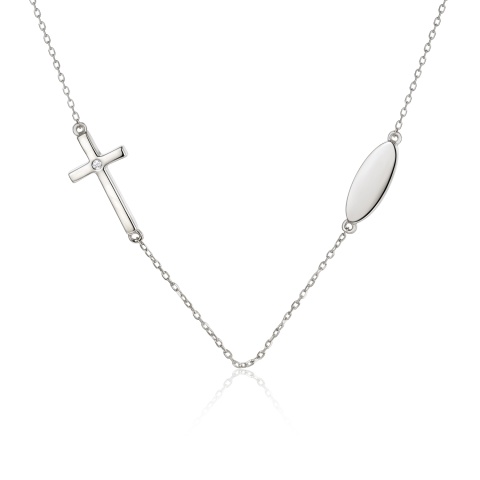 Naszyjnik krzyżyk z diamentem (N03979 W)