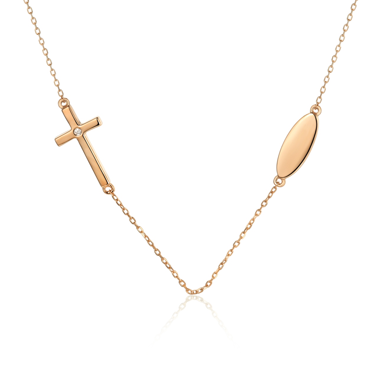 Naszyjnik krzyżyk z diamentem (N03979 R)