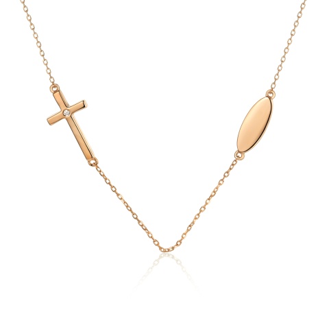 Naszyjnik krzyżyk z diamentem (N03979 R)