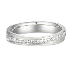 Obrączka ślubna z diamentami, 2,5 mm (R15945 W)