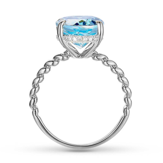 Pierścionek z niebieskim topazem i diamentami (R85125 W BT): 8