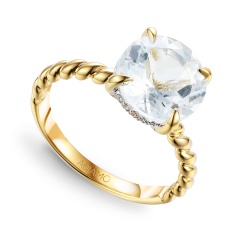 Pierścionek z białym topazem i diamentami (R85127 Y WT)