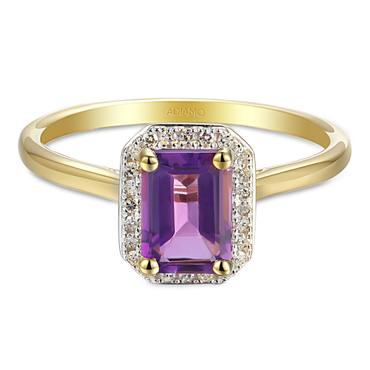 Pierścionek z ametystem i diamentami (R62904 Y M AM): 8