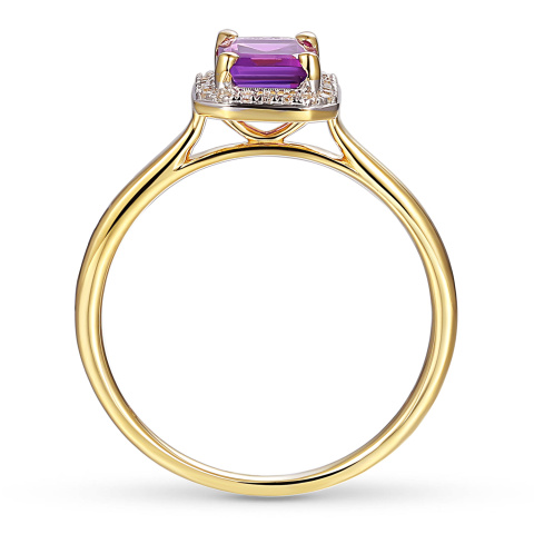 Pierścionek z ametystem i diamentami (R62904 Y M AM)