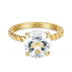 Pierścionek z białym topazem i diamentami (R85127 Y WT)