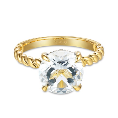 Pierścionek z białym topazem i diamentami (R85127 Y WT)