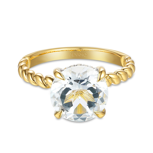 Pierścionek z białym topazem i diamentami (R85127 Y WT): 10