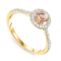 Pierścionek halo z morganitem i diamentami (R61659 Y MR)