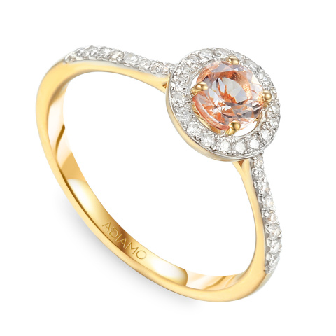 Pierścionek halo z morganitem i diamentami (R61659 Y MR)