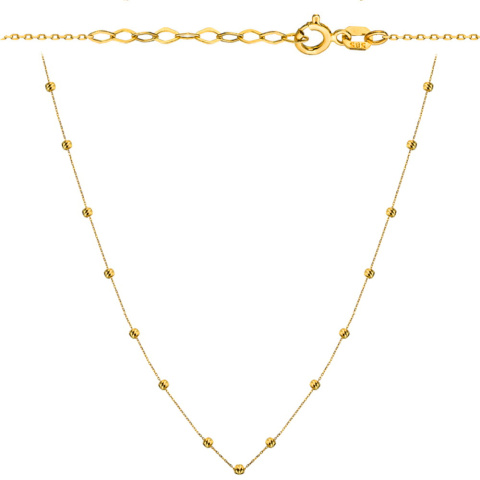 Naszyjnik złoty z kuleczkami diamentowanymi (N01096 Y)