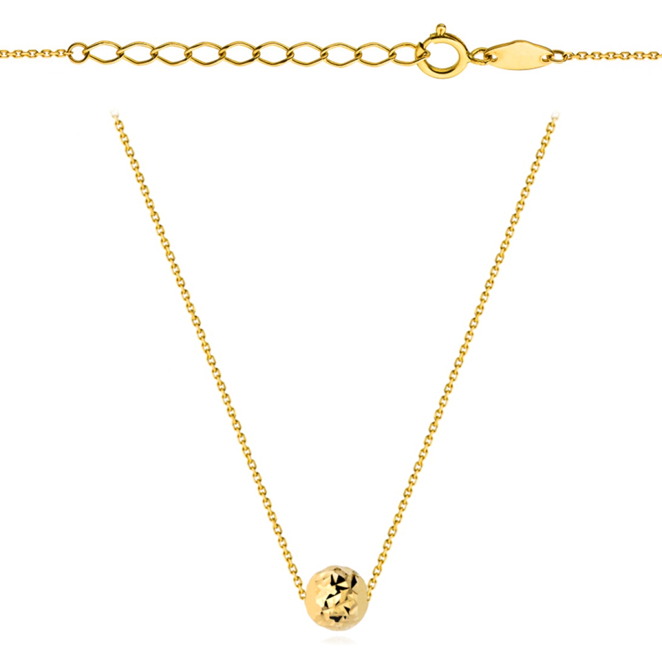 Naszyjnik złoty z kuleczką diamentowaną (N01093 Y)