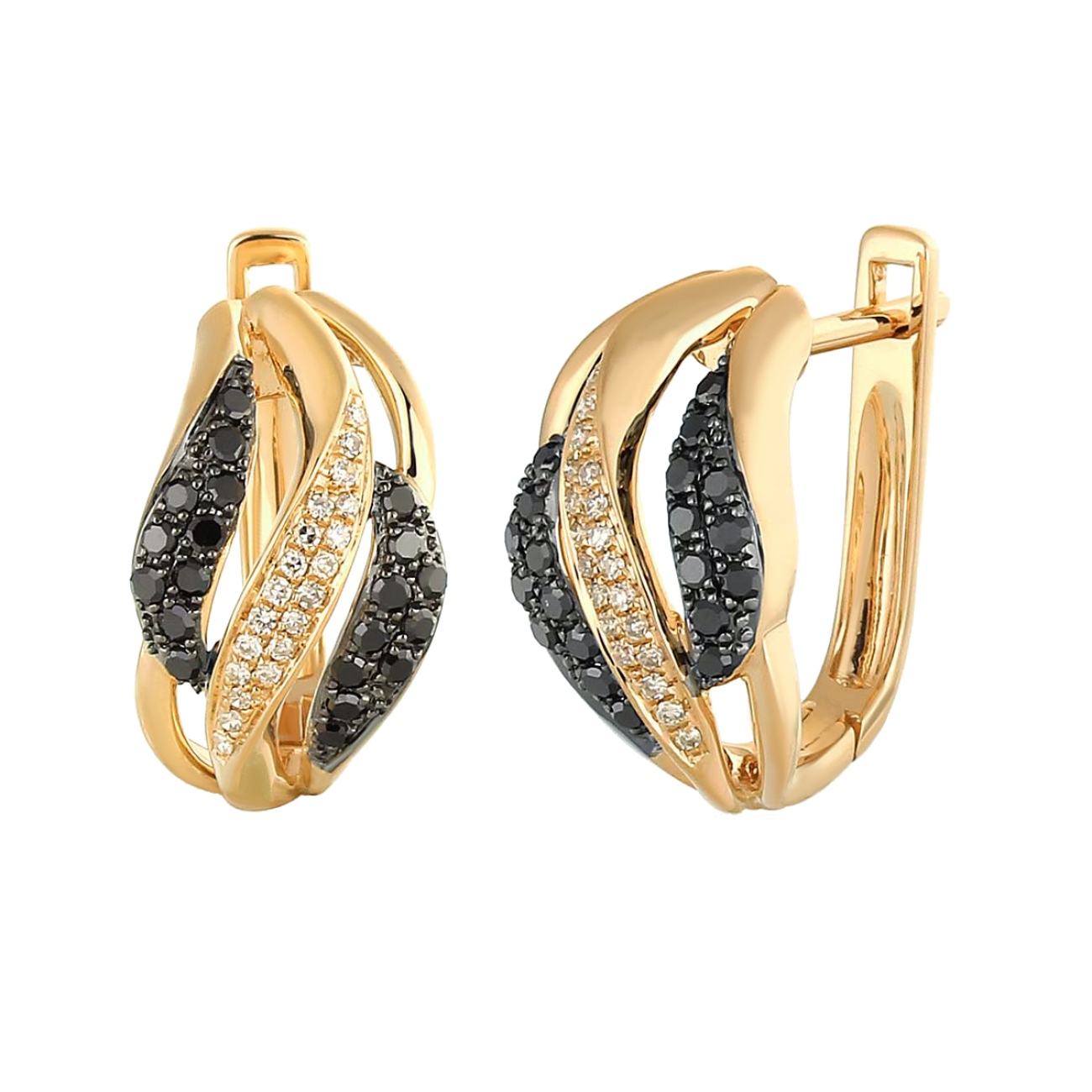 Kolczyki z diamentami i czarnymi diamentami (E47269 Y A BD)