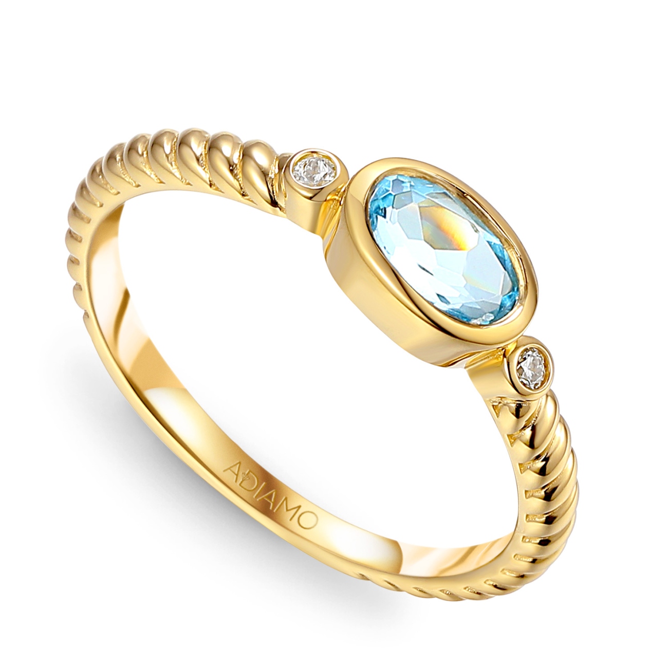 Pierścionek z niebieskim topazem i diamentami (R85576 Y BT): 9