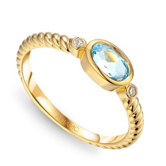 Pierścionek z niebieskim topazem i diamentami (R85576 Y BT)