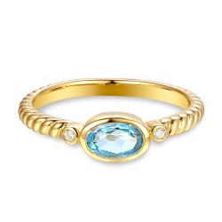 Pierścionek z niebieskim topazem i diamentami (R85576 Y BT): 9 - zdjęcie: 4