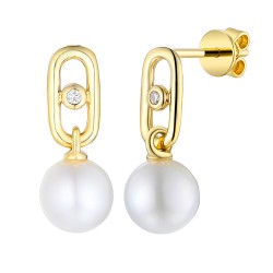 Kolczyki z perłami i diamentami (E94751 Y S) - zdjęcie: 2