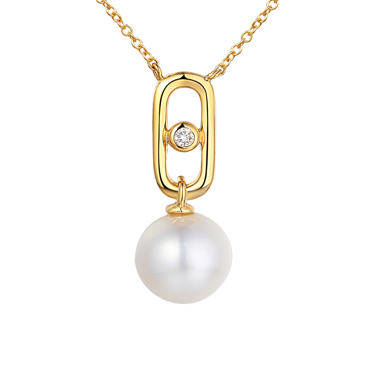 Naszyjnik z perłą i diamentem (N11623 Y PL)