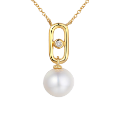 Naszyjnik z perłą i diamentem (N11623 Y PL)