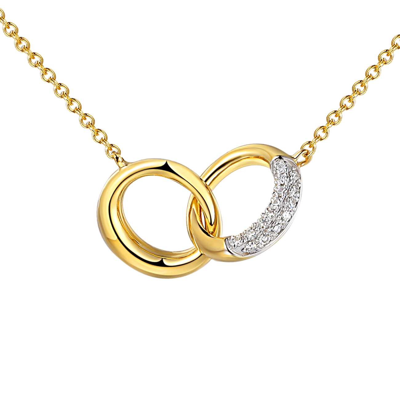 Naszyjnik złączone kółeczka z diamentami (N10854 Y)