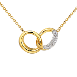 Naszyjnik złączone kółeczka z diamentami (N10854 Y) - zdjęcie: 2
