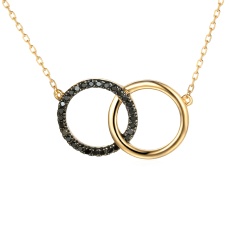 Naszyjnik kółeczka z czarnymi diamentami (N03978 Y C BD)