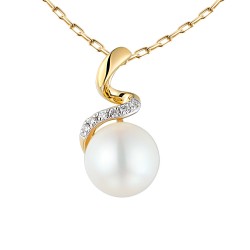 Zawieszka z perłą i diamentami (P94745 Y PL) - zdjęcie: 2