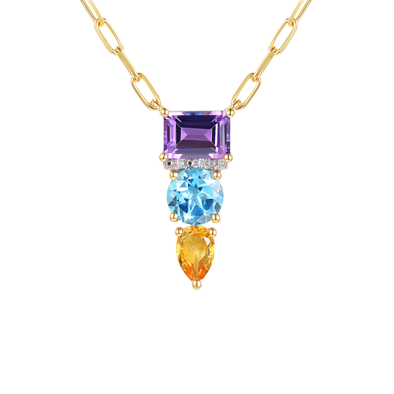 Naszyjnik z kolorowymi kamieniami i diamentami (N11771 Y)