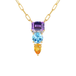 Naszyjnik z kolorowymi kamieniami i diamentami (N11771 Y) - zdjęcie: 2