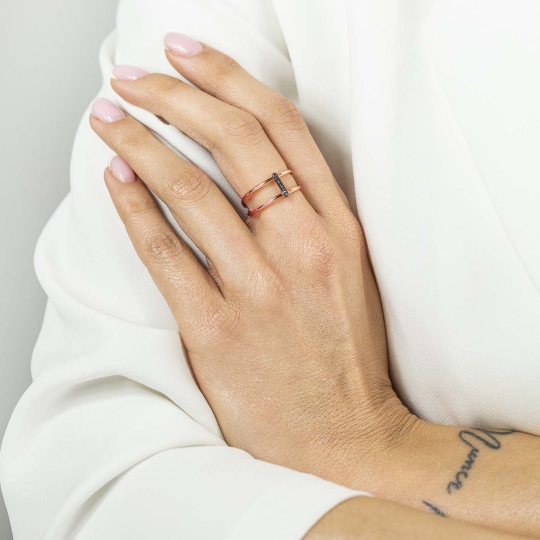 Pierścionek z czarnymi diamentami (R64659 R BD): 10