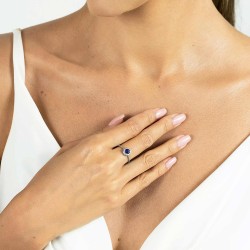 Pierścionek z szafirem i diamentami (R62900 W M SA): 10 - zdjęcie: 6