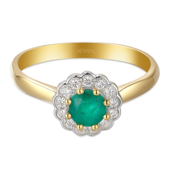 Pierścionek ze szmaragdem i diamentami (R82050 Y EM)