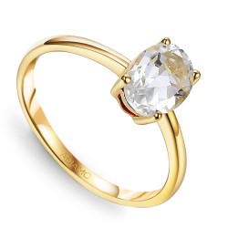 Pierścionek z owalnym białym topazem - zdjęcie: 2