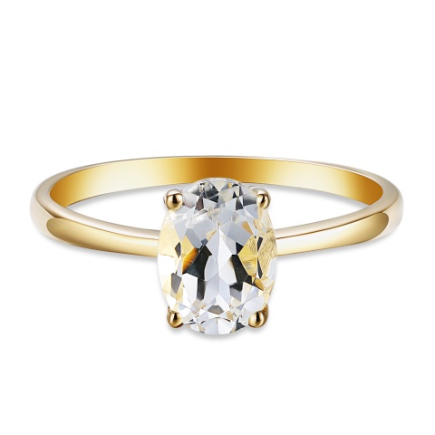 Pierścionek z owalnym białym topazem