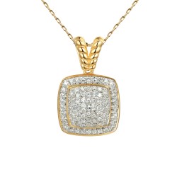 Zawieszka z żółtego złota z diamentami - kwadratowa - 0,34 ct (P81549 Y) - zdjęcie: 2