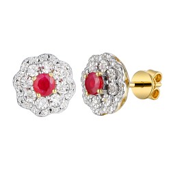 Kolczyki z rubinami i diamentami (E94939 Y S RU) - zdjęcie: 2